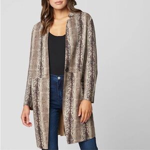 Blank NYC Snakeskin Print Longline Blazer Jacket. Faux Suede. Super Soft. Sz S.